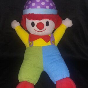 Red Hair Clown Stuffed Plush Corduroy Pants Purple Polka Dot Hat 16 Inch Toy